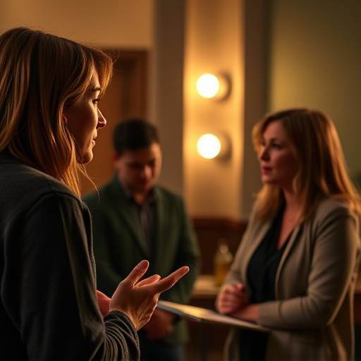 A student receiving feedback from an instructor during a mock audition session