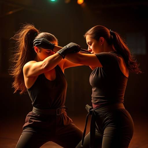 Instructor Maria Rodriguez teaching stage combat