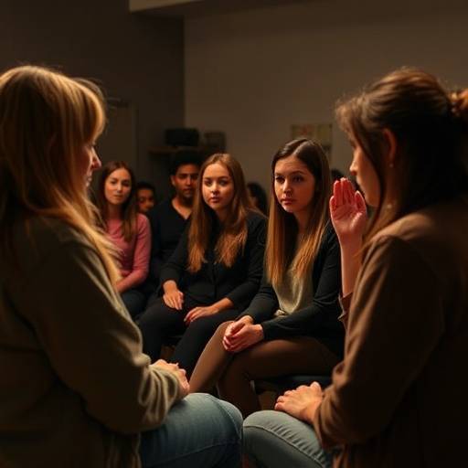 Students practicing a scene in an acting class