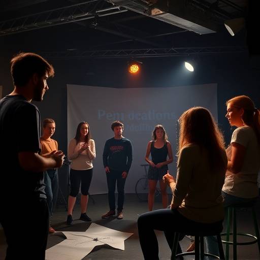 Students working on a scene study during an advanced acting workshop